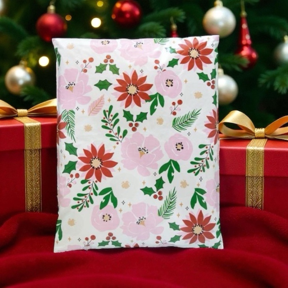 Festive Floral Poly Mailers 19x24 Pack of 10